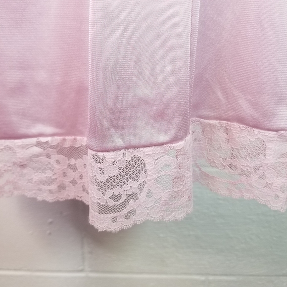 Vtg 70s nylon lilac pink long slip dress lingerie - Picture 7 of 7